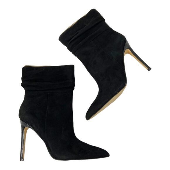Marc Fisher Rayya Pointed Toe Slouch Bootie Black Suede Size 8 NWT $209 MSRP - Picture 1 of 7